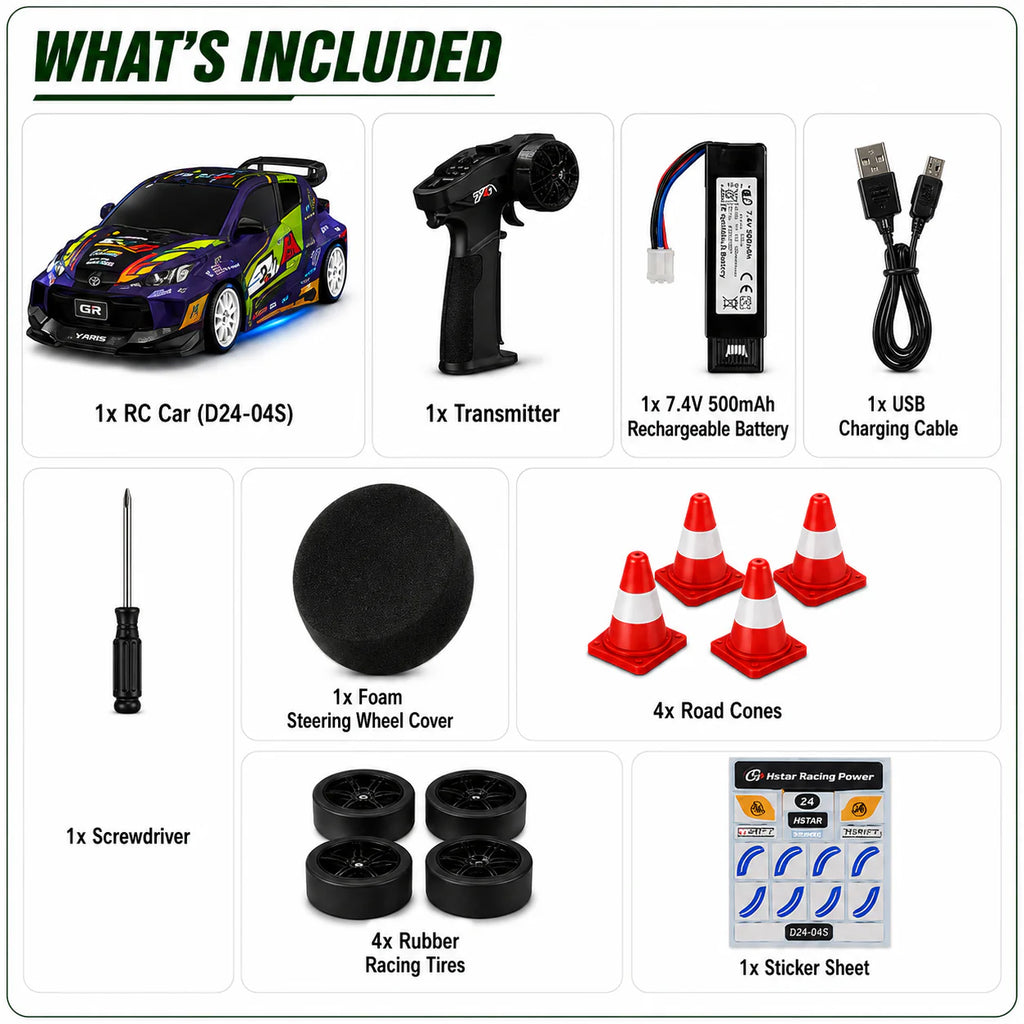 HSTAR 1/24 Scale 4WD RC D24 Drift Car w/Gyro Stabilised