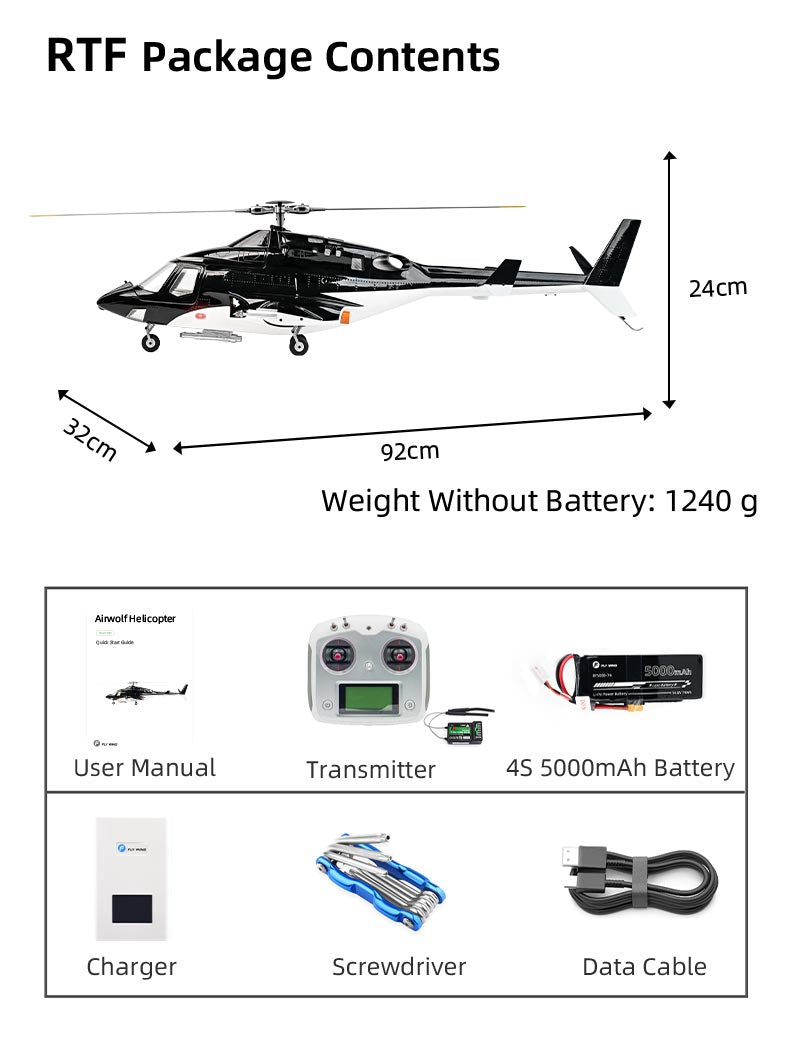 Flywing 450L Airwolf V3 Remote Control Helicopter - RTF