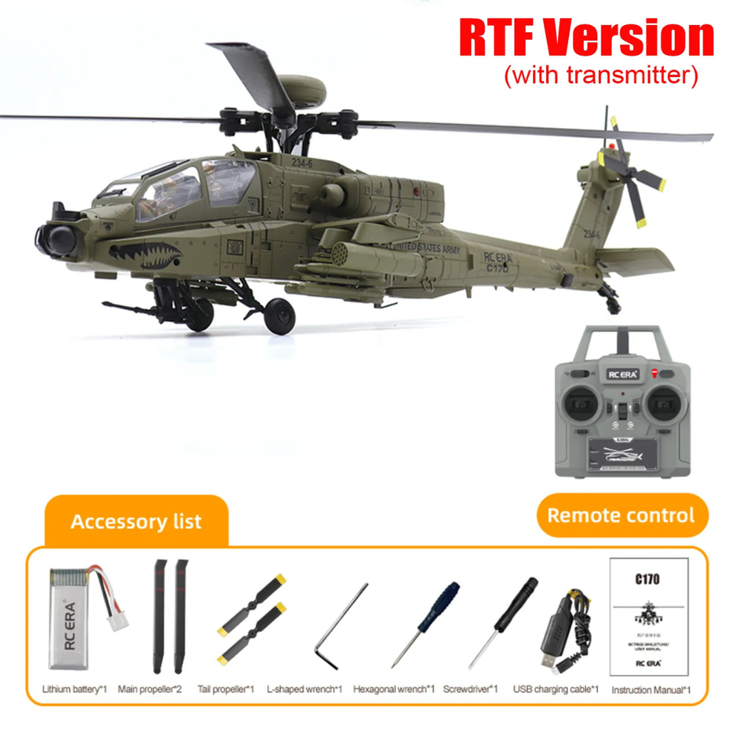 RC ERA C170 AH-64 Apache 1/48 Scale Auto Stabilised Helicopter