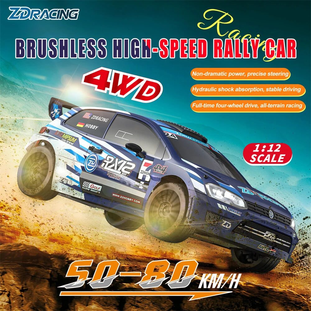 ZD Racing 1/12 Scale 4WD RX12 Brushless Drift Rally RC Car w/Gyro - RTR