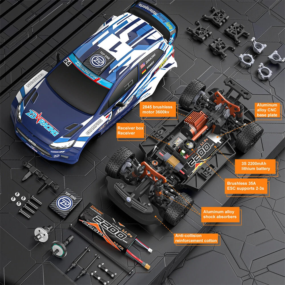 ZD Racing 1/12 Scale 4WD RX12 Brushless Drift Rally RC Car w/Gyro - RTR