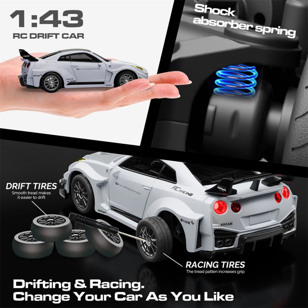 HSTAR 1/43 Scale 911 Porsche 4WD Alloy Drift RC Car - RTR with Gyro LED Lights