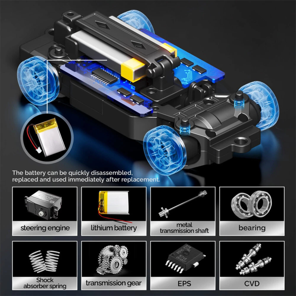 HSTAR 1/43 Scale 911 Porsche 4WD Alloy Drift RC Car - RTR with Gyro LED Lights