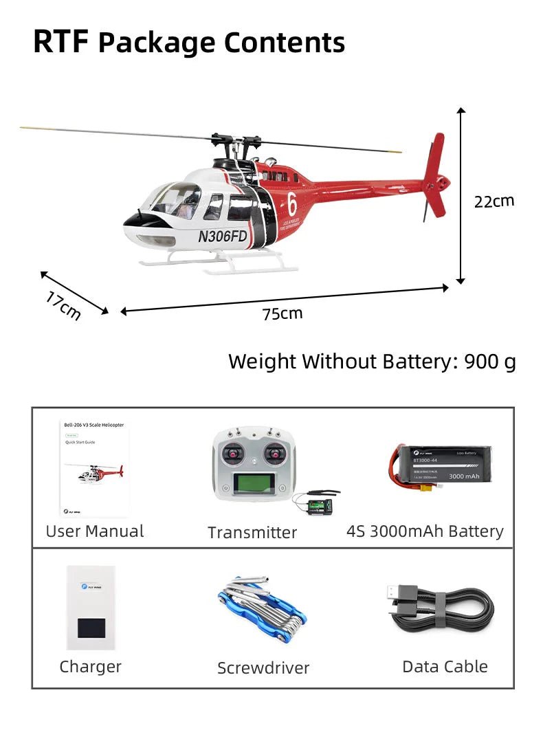 FLYWING Bell 206 V3 GPS Stabilised - RTF Helicopter