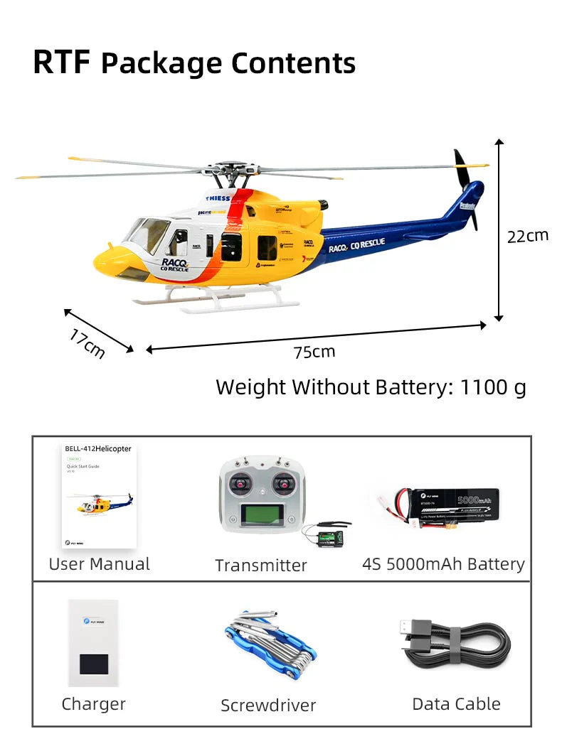 FLYWING Bell 412 V4  GPS Stabilised Helicopter - RTF