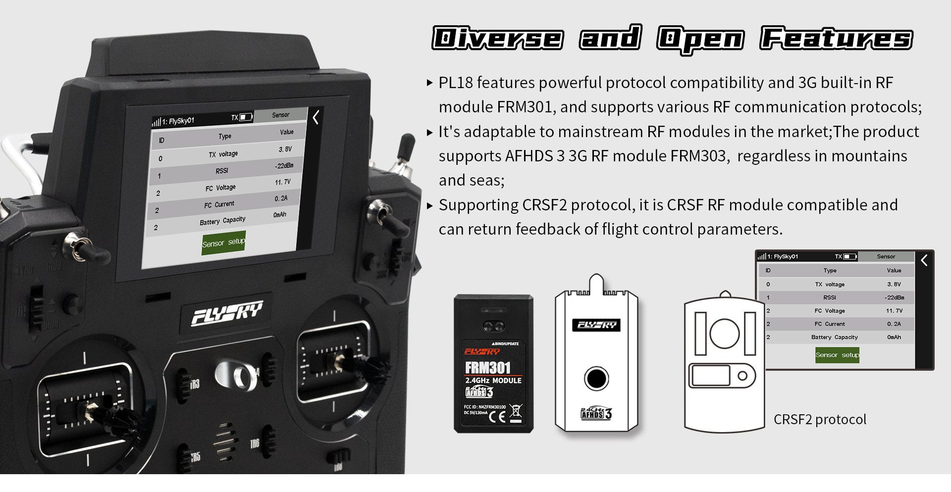 FLYSKY PL18 Remote W/Receiver For Boats, Cars, Planes & Helicopters
