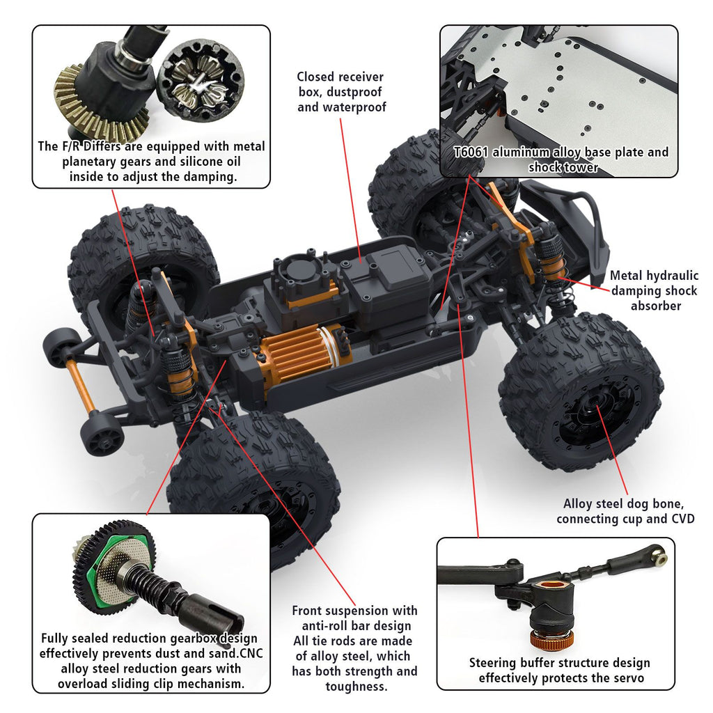 ZD Racing 1/16 Scale MT16 4WD Brushless 3S RC Monster Truck