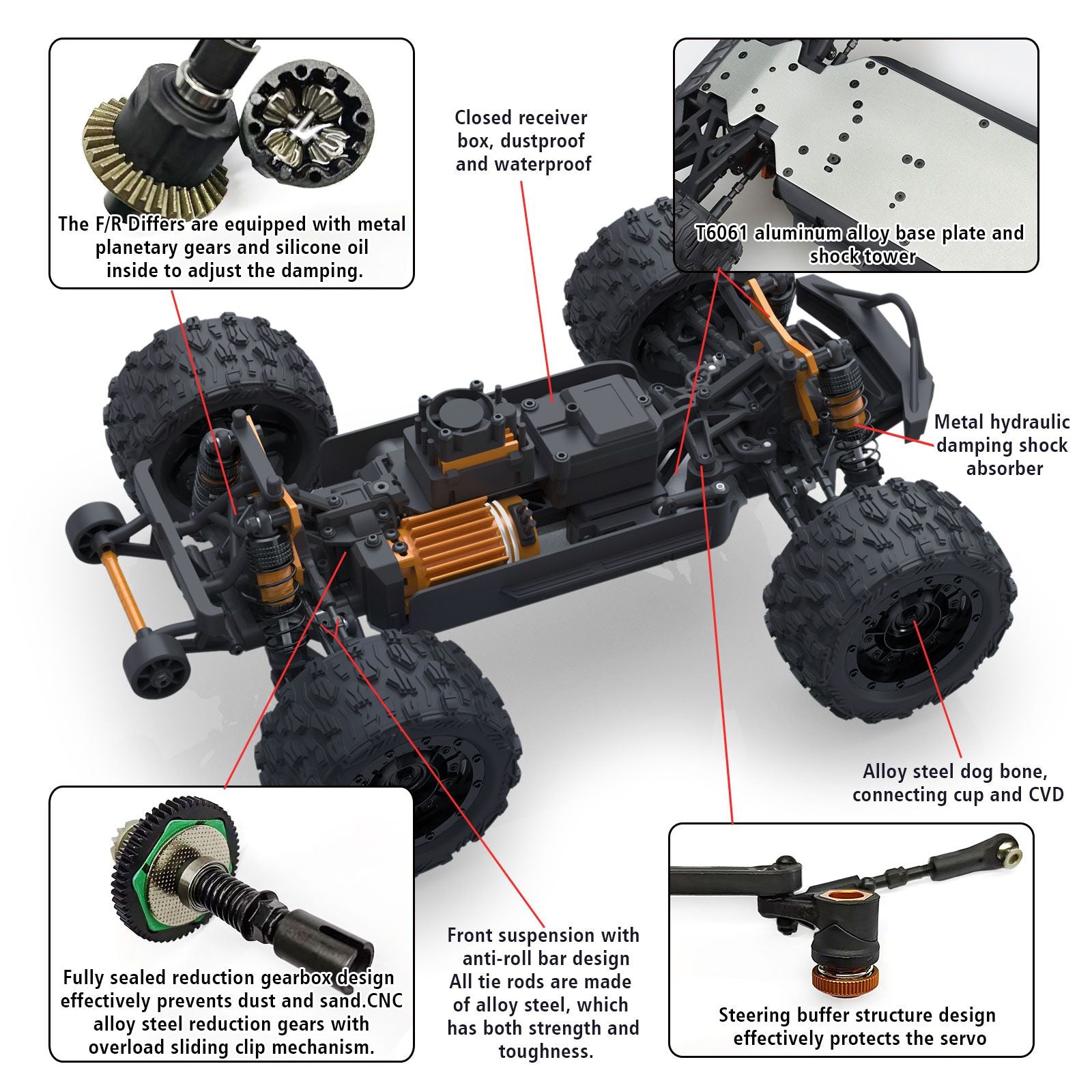 ZD Racing 1/16 Scale MT16 4WD Brushless 3S RC Monster Truck