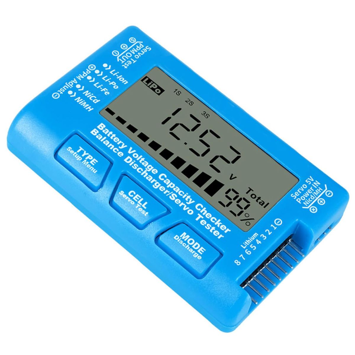 Battery Capacity Tester Digital Voltage Checker for Li-ion Li-po and Nimh